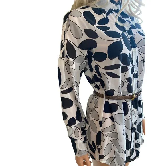 United Colors of Benetton Women Career Dress Shirt Tunic Drop Sleeves Collar S/M - Picture 15 of 16